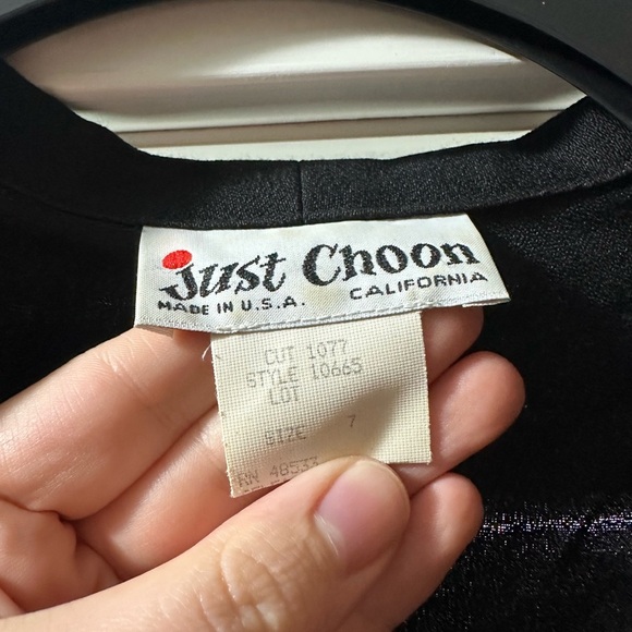 Just Choon Black 2 Piece Set Dress and Jacket with White Stripes and Split - Picture 2 of 5